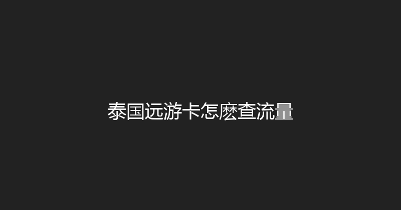 泰国远游卡怎麽查流量 