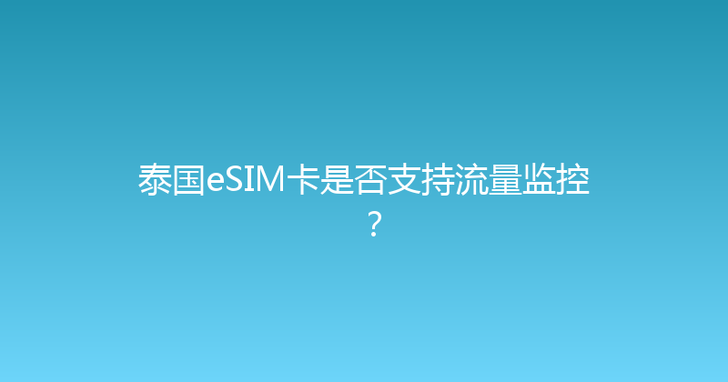 泰国eSIM卡是否支持流量监控？ 