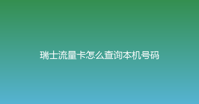 瑞士流量卡怎么查询本机号码 