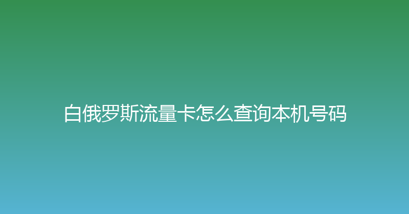 白俄罗斯流量卡怎么查询本机号码 