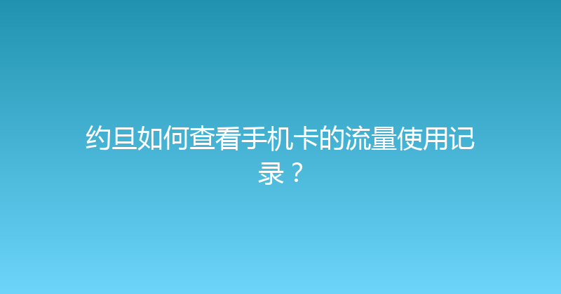 约旦如何查看手机卡的流量使用记录？ 