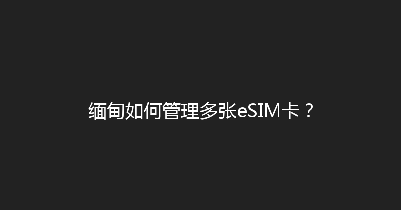 缅甸如何管理多张eSIM卡？ 