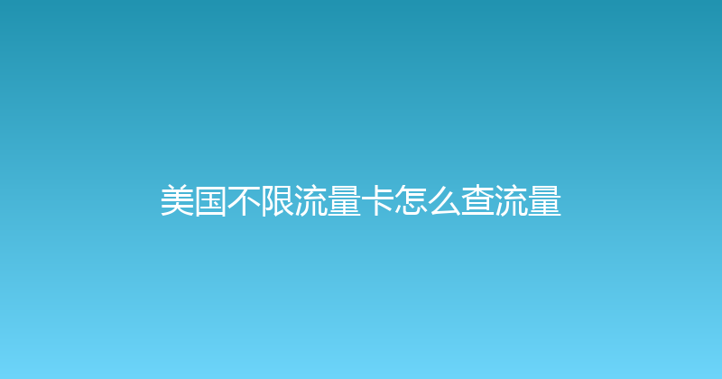 美国不限流量卡怎么查流量 