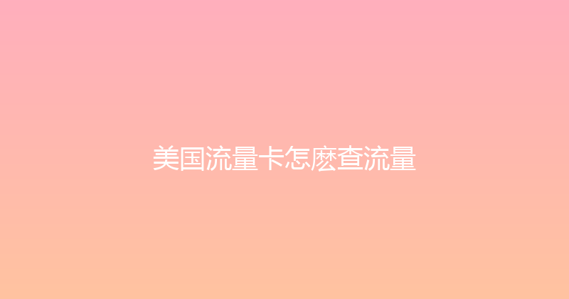 美国流量卡怎麽查流量 