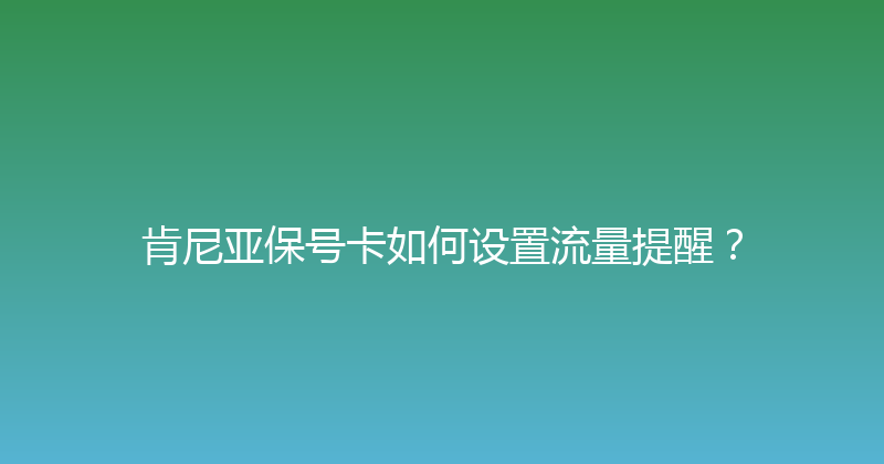 肯尼亚保号卡如何设置流量提醒？ 