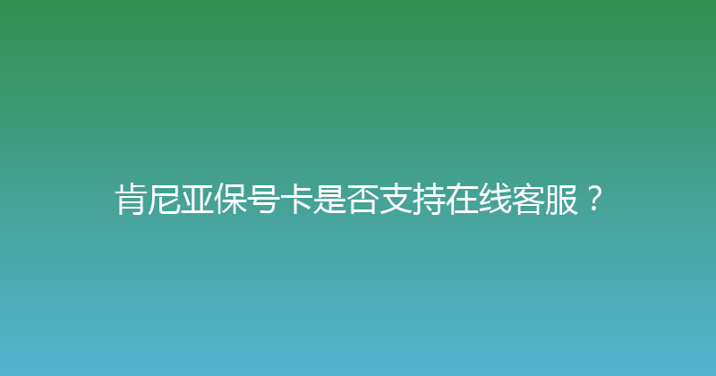 肯尼亚保号卡是否支持在线客服？ 