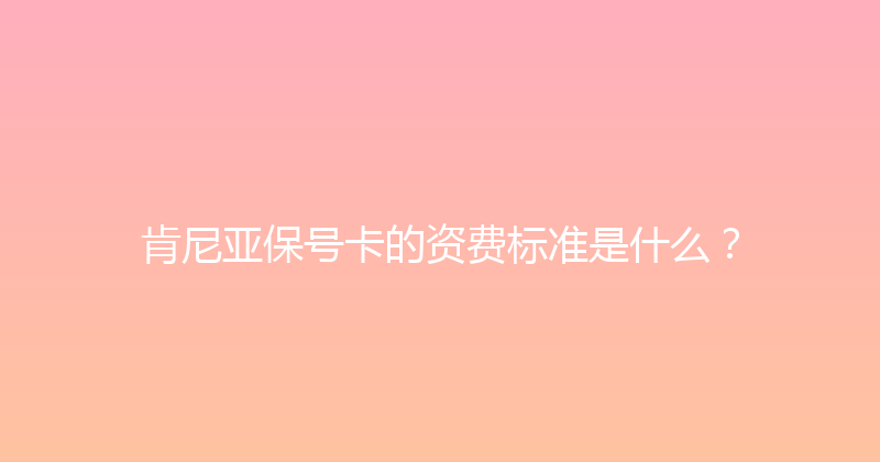 肯尼亚保号卡的资费标准是什么？ 