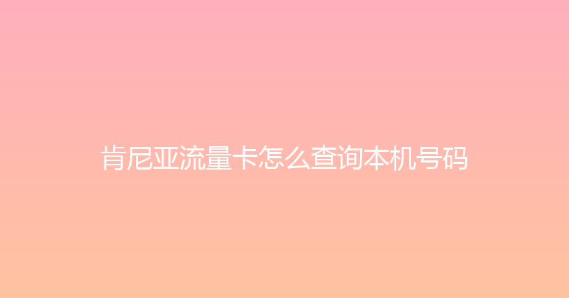 肯尼亚流量卡怎么查询本机号码 