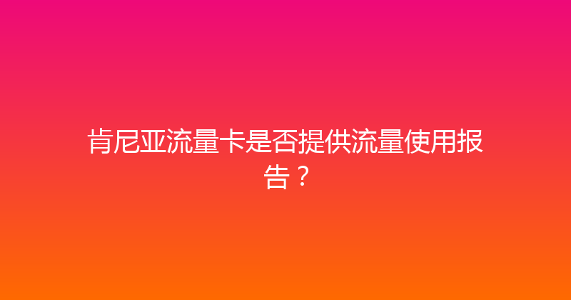 肯尼亚流量卡是否提供流量使用报告？ 