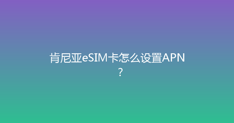 肯尼亚eSIM卡怎么设置APN？ 