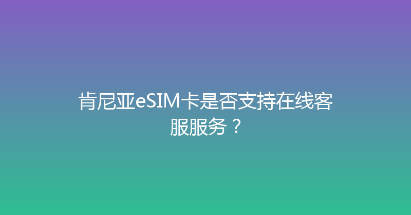 肯尼亚eSIM卡是否支持在线客服服务？ 
