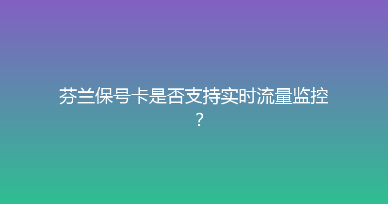 芬兰保号卡是否支持实时流量监控？ 