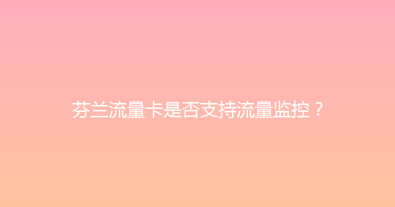 芬兰流量卡是否支持流量监控？ 