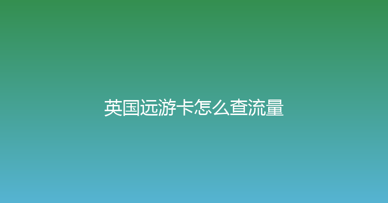 英国远游卡怎么查流量 