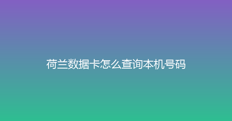 荷兰数据卡怎么查询本机号码 