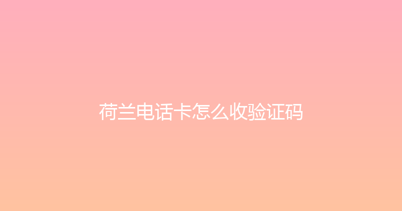 荷兰电话卡怎么收验证码 
