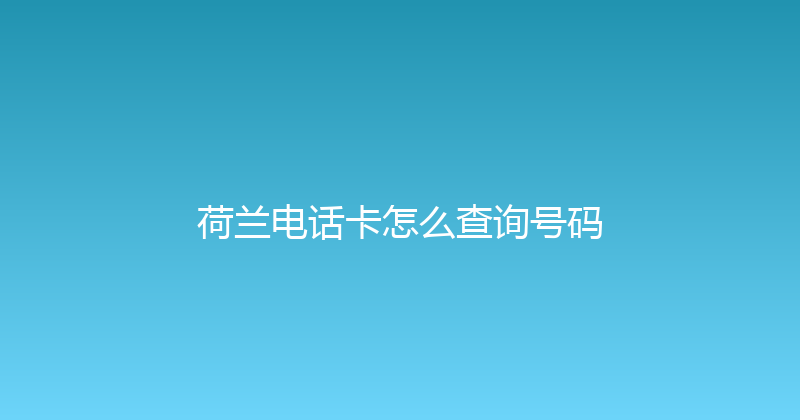荷兰电话卡怎么查询号码 