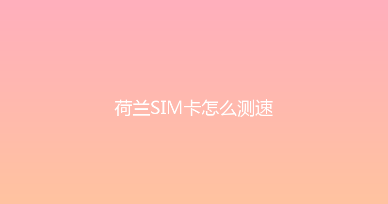 荷兰SIM卡怎么测速 