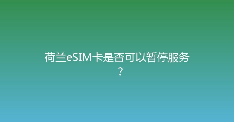 荷兰eSIM卡是否可以暂停服务？ 