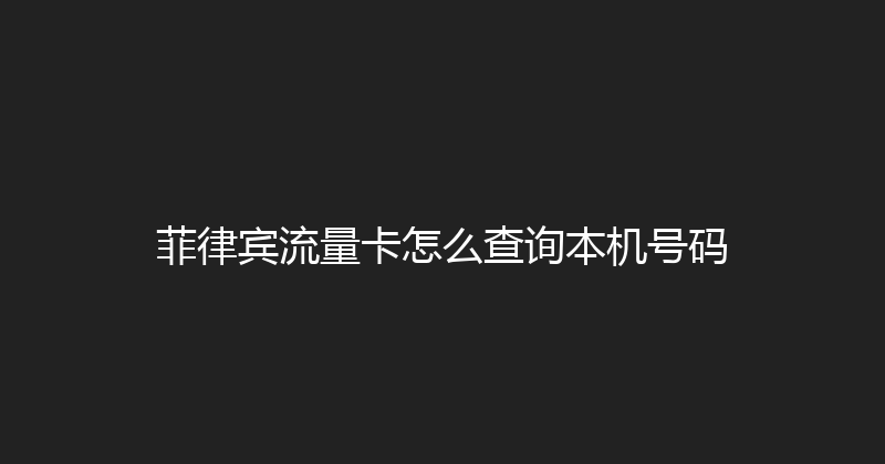 菲律宾流量卡怎么查询本机号码 