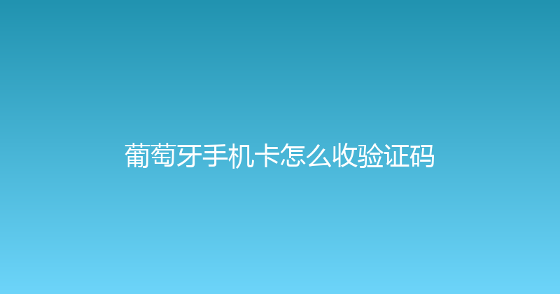 葡萄牙手机卡怎么收验证码 
