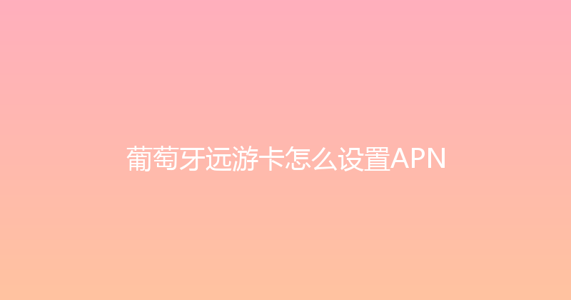 葡萄牙远游卡怎么设置APN 
