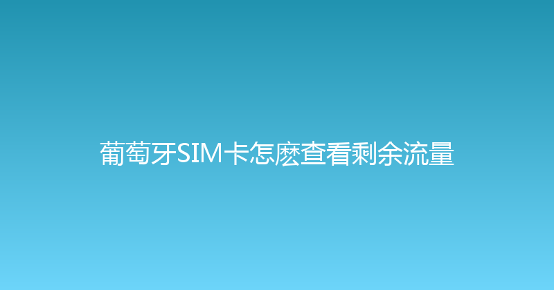 葡萄牙SIM卡怎麽查看剩余流量 
