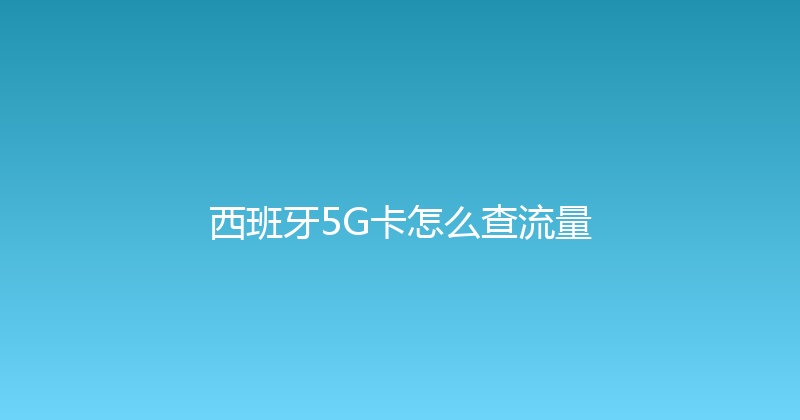 西班牙5G卡怎么查流量 