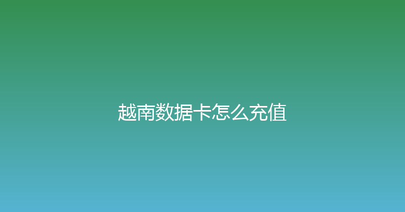越南数据卡怎么充值 