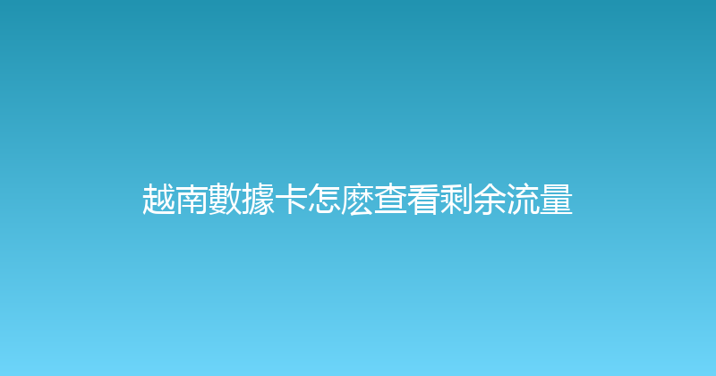 越南數據卡怎麽查看剩余流量 