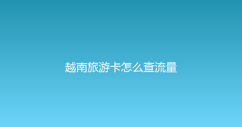 越南旅游卡怎么查流量 
