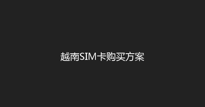 越南SIM卡购买方案 