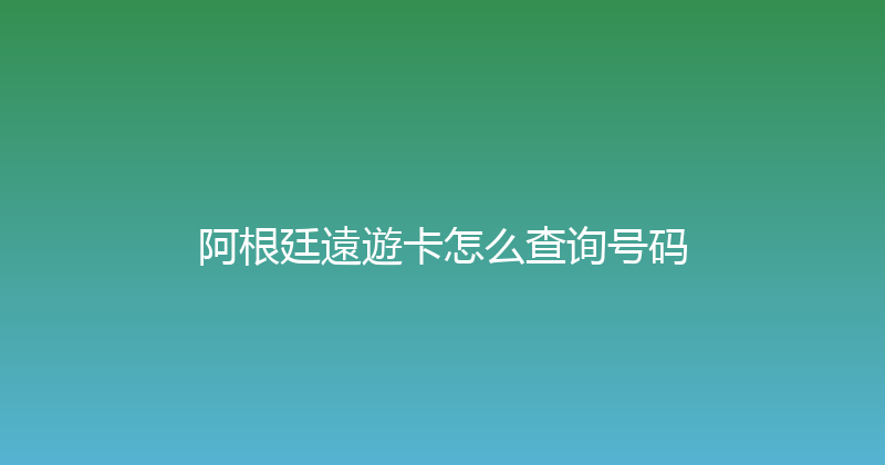 阿根廷遠遊卡怎么查询号码 