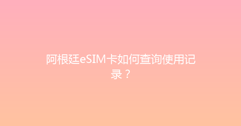 阿根廷eSIM卡如何查询使用记录？ 