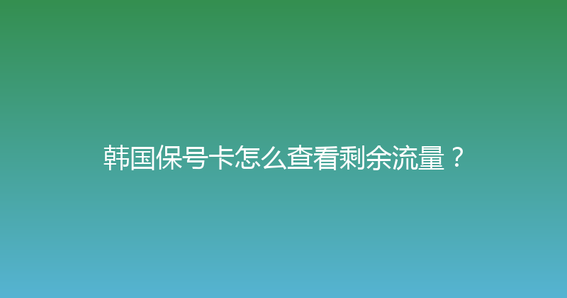 韩国保号卡怎么查看剩余流量？ 