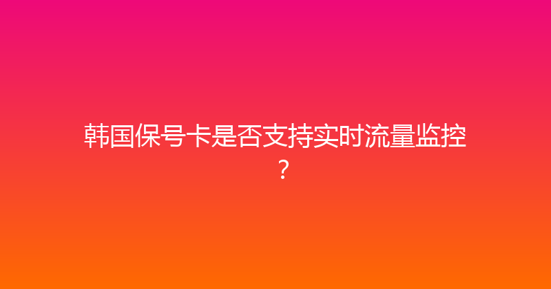 韩国保号卡是否支持实时流量监控？ 