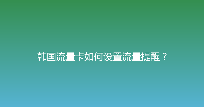 韩国流量卡如何设置流量提醒？ 