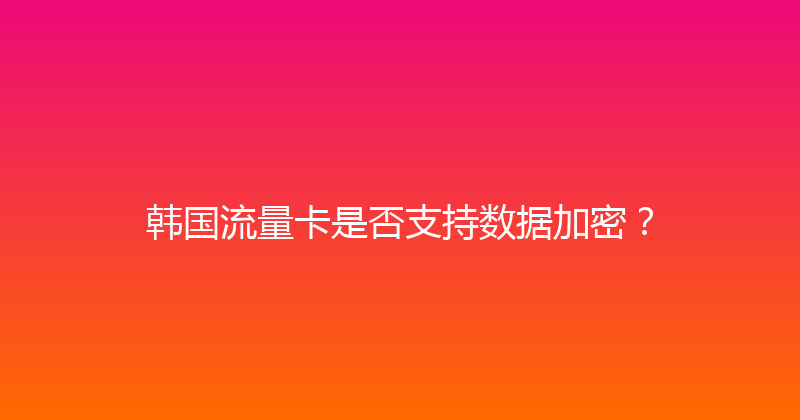 韩国流量卡是否支持数据加密？ 