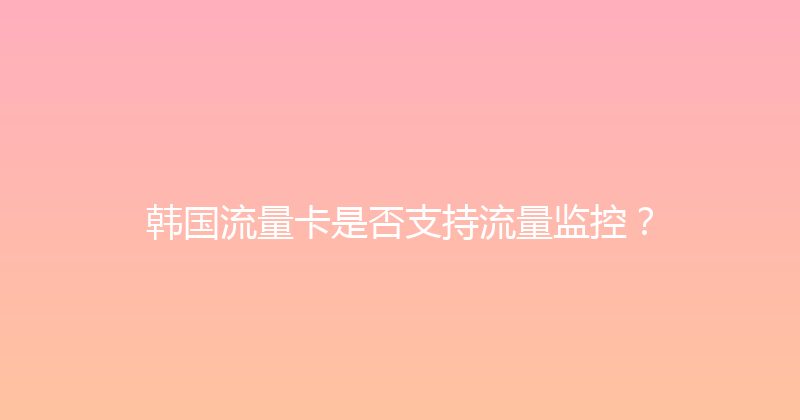 韩国流量卡是否支持流量监控？ 