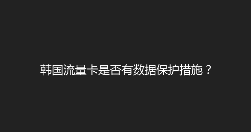 韩国流量卡是否有数据保护措施？ 