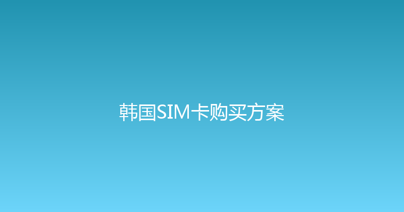 韩国SIM卡购买方案 
