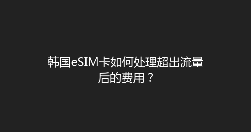 韩国eSIM卡如何处理超出流量后的费用？ 