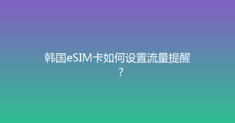 韩国eSIM卡如何设置流量提醒？ 
