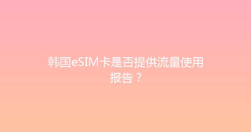 韩国eSIM卡是否提供流量使用报告？ 