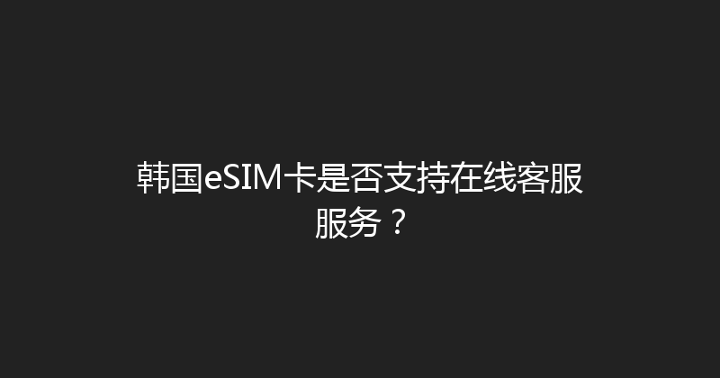 韩国eSIM卡是否支持在线客服服务？ 