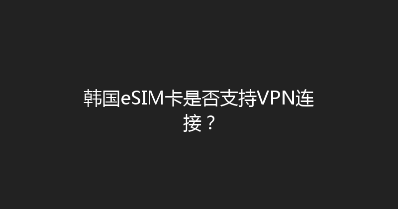 韩国eSIM卡是否支持VPN连接？ 