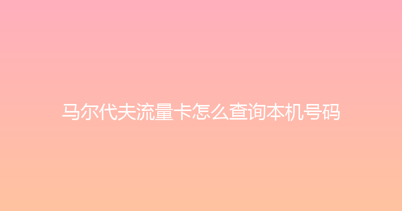 马尔代夫流量卡怎么查询本机号码 