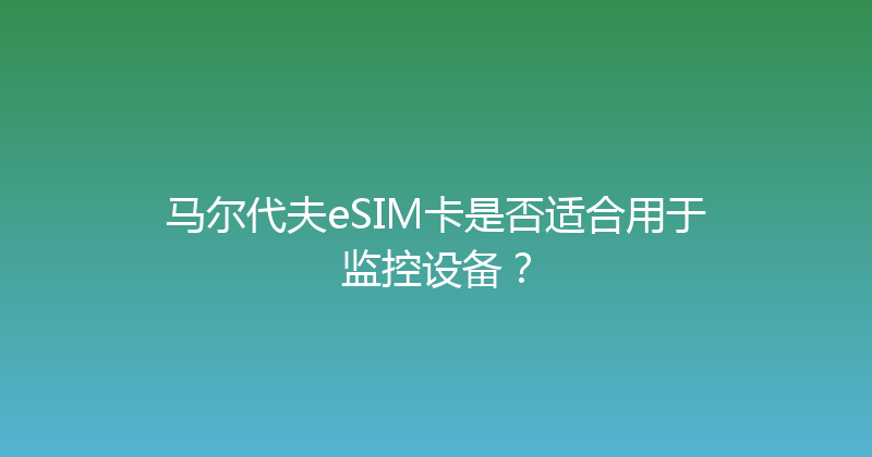 马尔代夫eSIM卡是否适合用于监控设备？ 