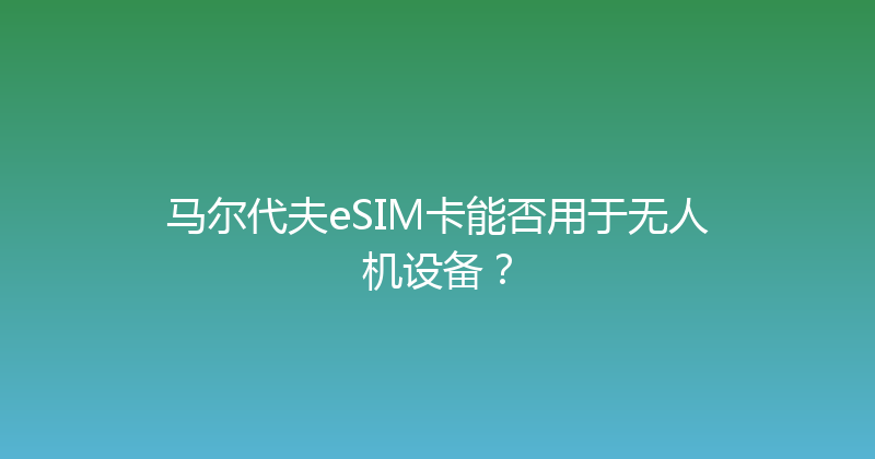 马尔代夫eSIM卡能否用于无人机设备？ 
