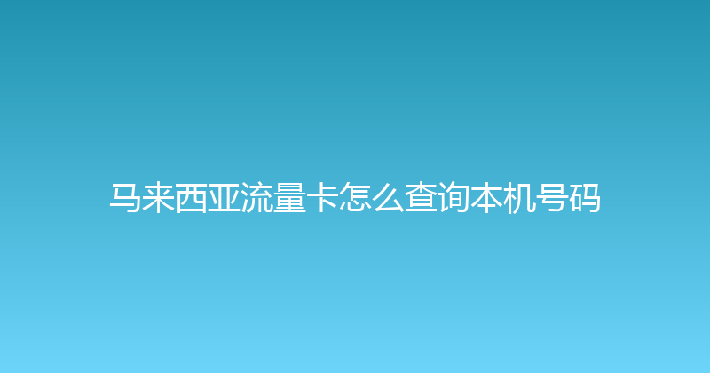马来西亚流量卡怎么查询本机号码 